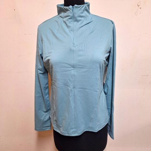 NEW! Shadow Sport Fitted Mock-Neck Zip Front Athletic Jacket, Light Blue - Picture 4 of 11